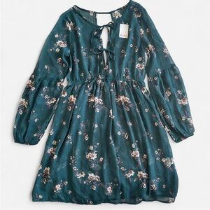 NWT Mudd Floral Tie Front Mini Dress